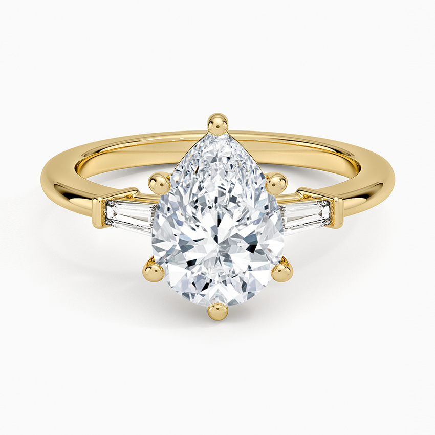 Symphony Tapered Baguette Three Stone Diamond Ring (1/5 ct. tw.) - Pear Cut Center Stone