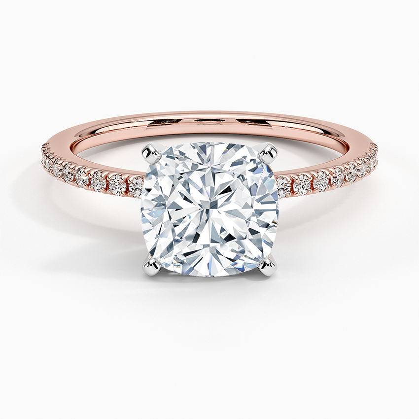 Ballad Half Coverage Diamond Ring (1/8 ct. tw.) - Cushion Cut Center Stone