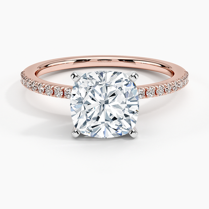 Ballad Half Coverage Diamond Ring (1/8 ct. tw.) - Cushion Cut Center Stone