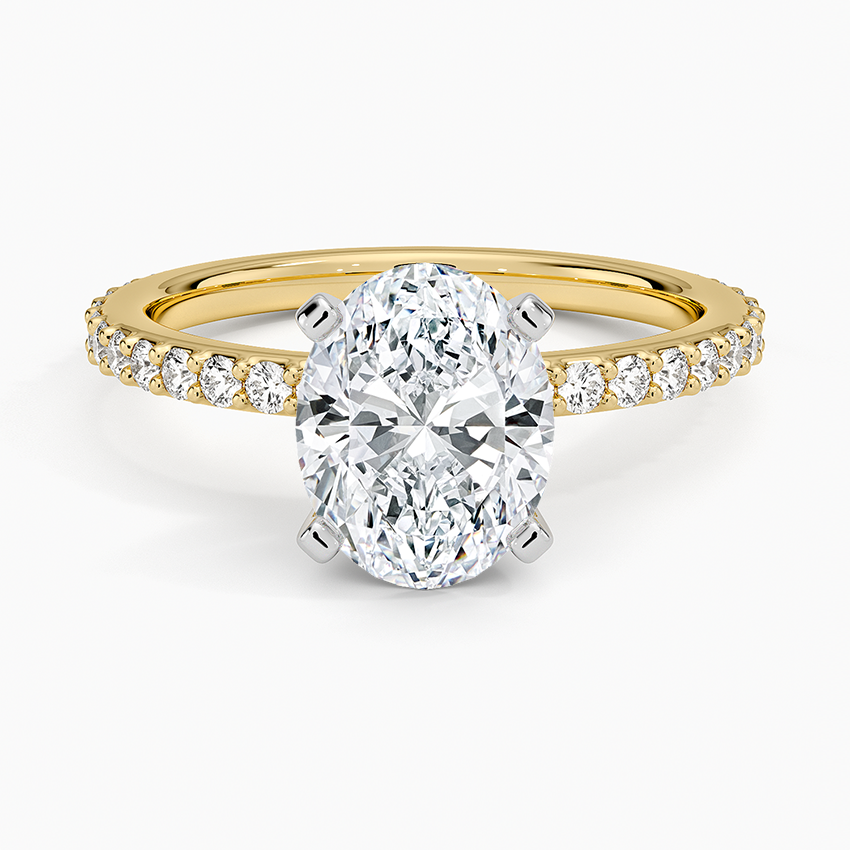 Petite Shared Prong Three-Quarter Coverage Diamond Ring (1/3 ct. tw.) - Oval Center Stone