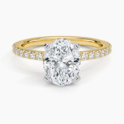 Petite Shared Prong Three-Quarter Coverage Diamond Ring (1/3 ct. tw.) - Oval Center Stone