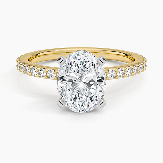 Petite Shared Prong Three-Quarter Coverage Diamond Ring (1/3 ct. tw.) - Oval Center Stone