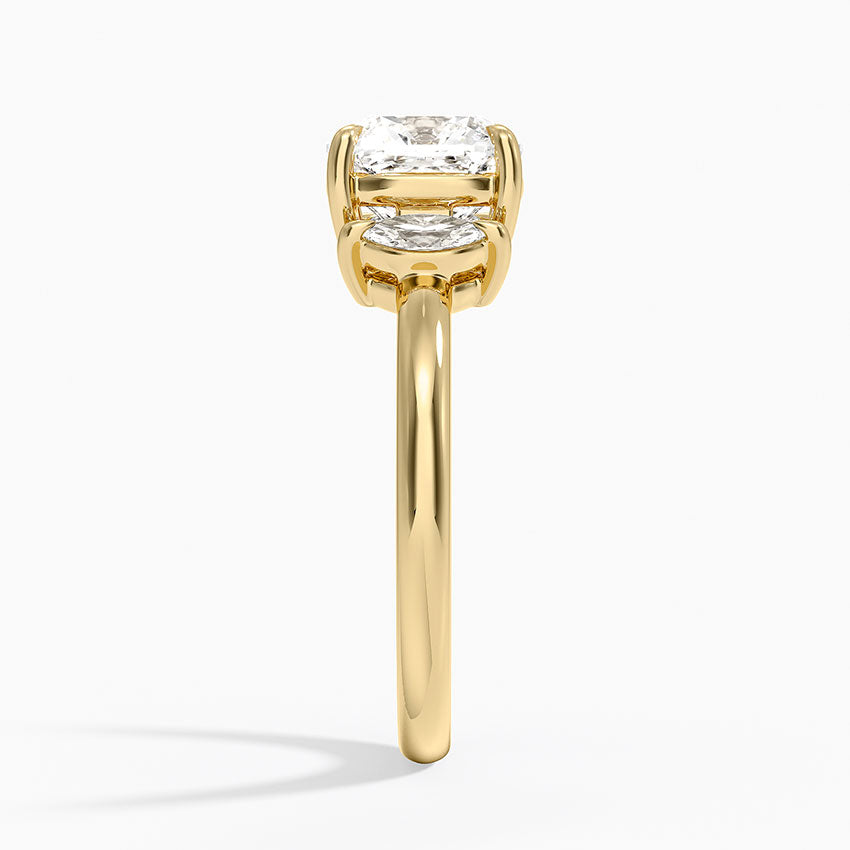 Sasha Three Stone Marquise Diamond Ring (1/3 ct. tw.) - Cushion Cut Center Stone