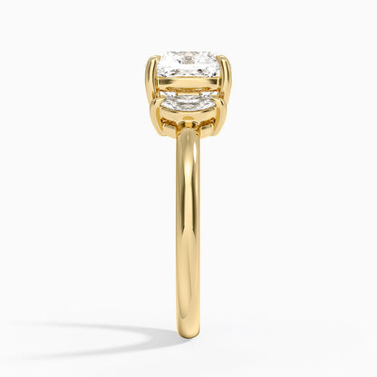 Sasha Three Stone Marquise Diamond Ring (1/3 ct. tw.) - Cushion Cut Center Stone