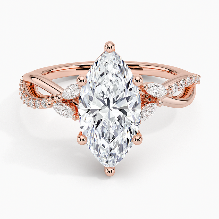 Petite Twisted Willow Diamond Ring - Marquise Center Stone