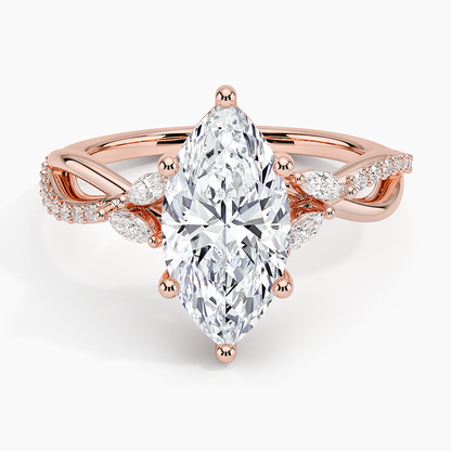 Petite Twisted Willow Diamond Ring - Marquise Center Stone