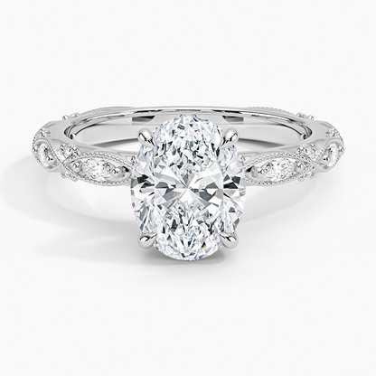 Celestia Milgrain Diamond Ring (1/4 ct. tw.) - Oval Center Stone