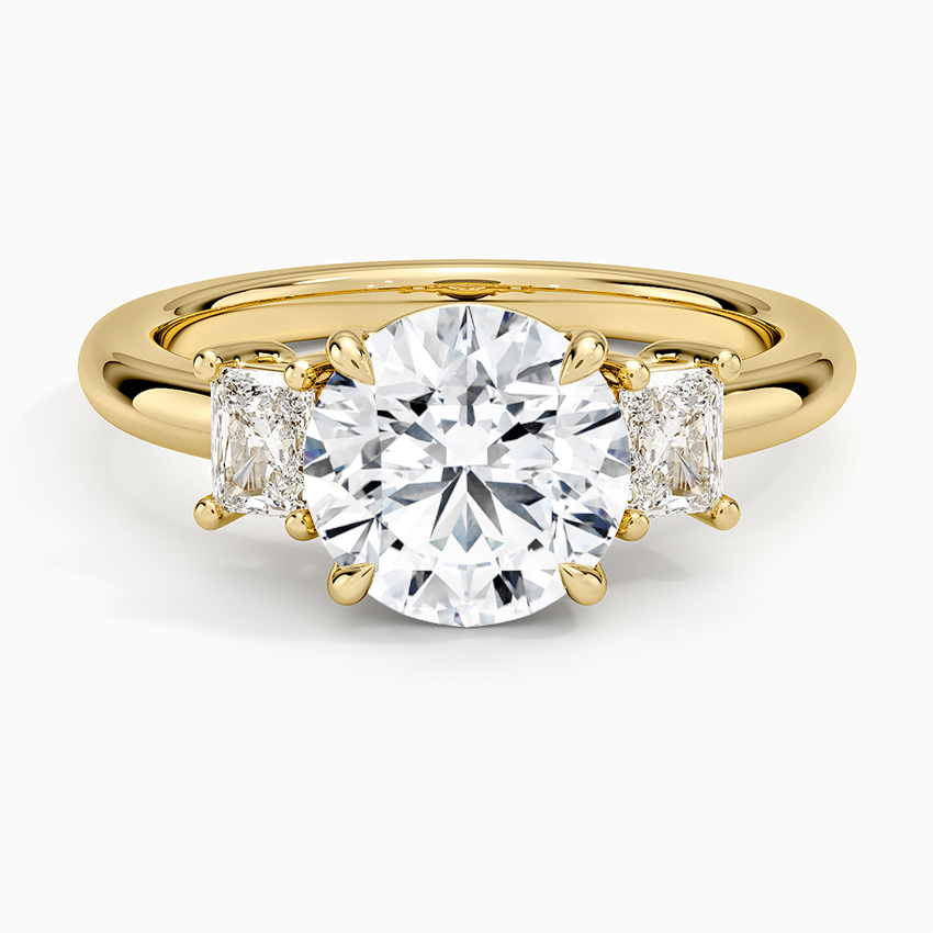 Helena Radiant-Cut Three Stone Diamond Ring (3/8 ct. tw.) - Round Center Stone