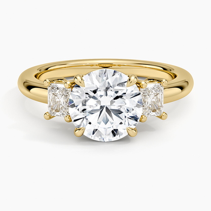 Helena Radiant-Cut Three Stone Diamond Ring (3/8 ct. tw.) - Round Center Stone