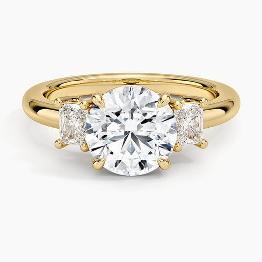 Helena Radiant-Cut Three Stone Diamond Ring (3/8 ct. tw.) - Round Center Stone