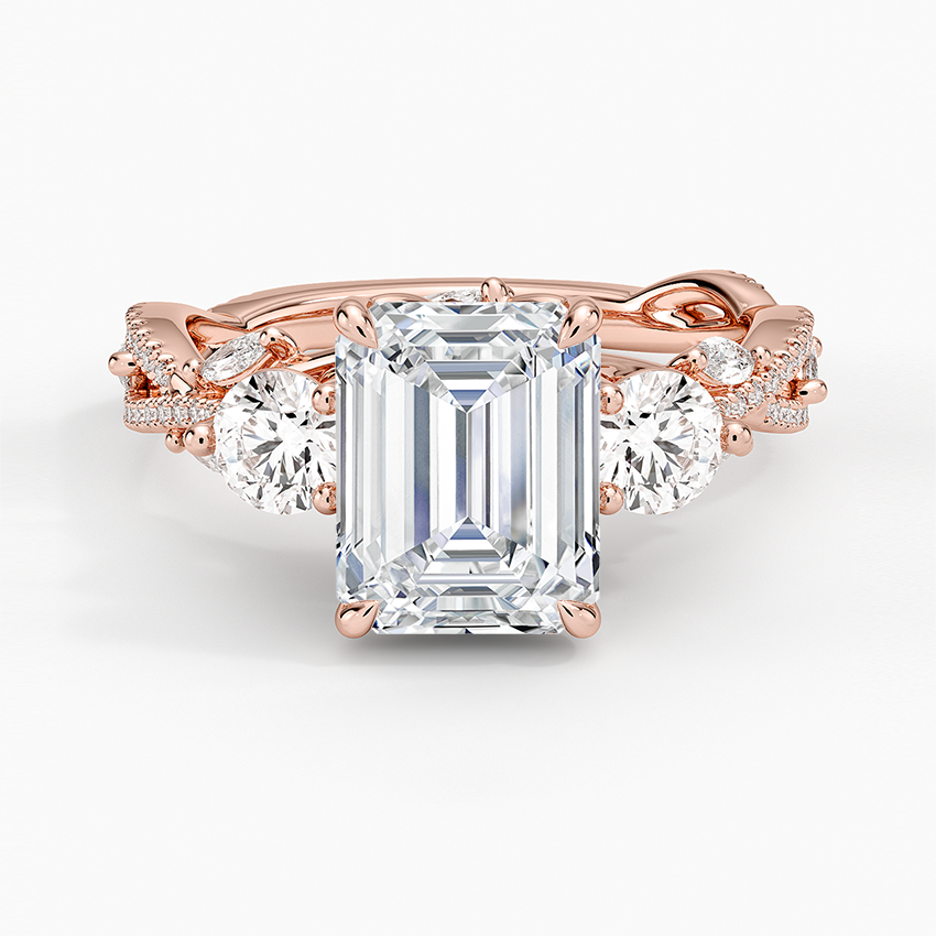 Luxe Secret Garden Three Stone Diamond Ring (1 ct. tw.) - Emerald Cut Center Stone