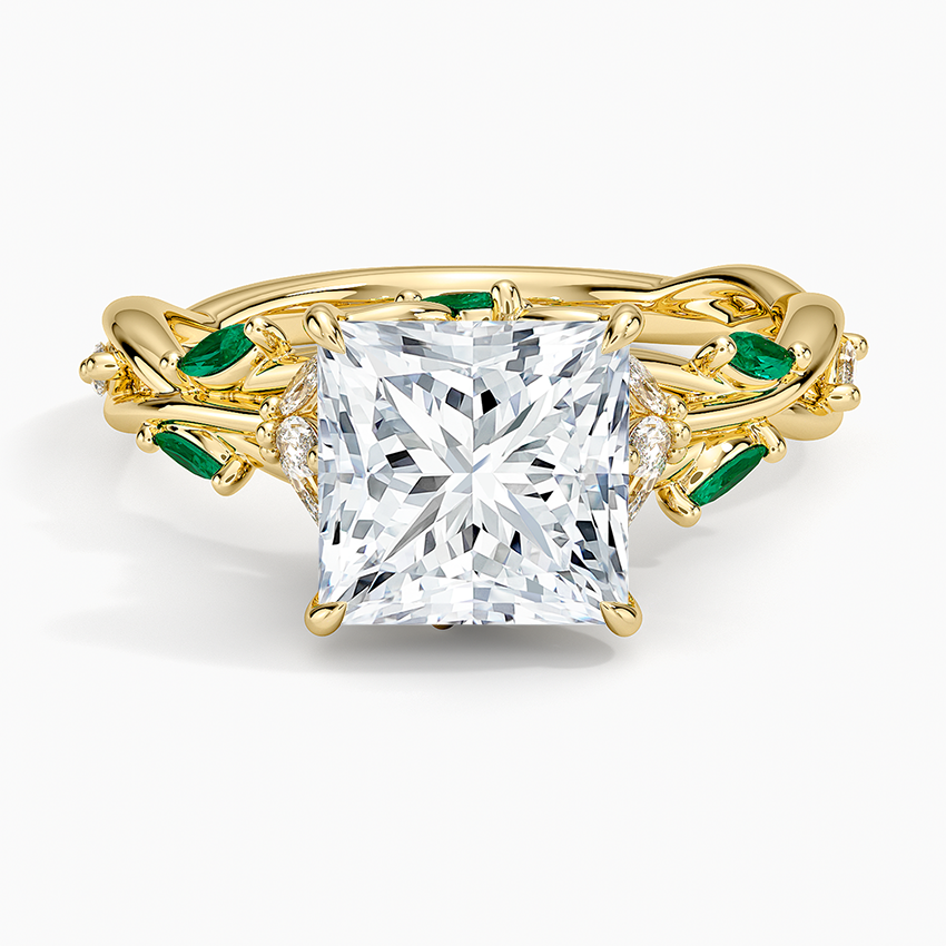 Secret Garden Lab Emerald and Diamond Ring (1/4 ct. tw.) - Princess Cut Center Stone