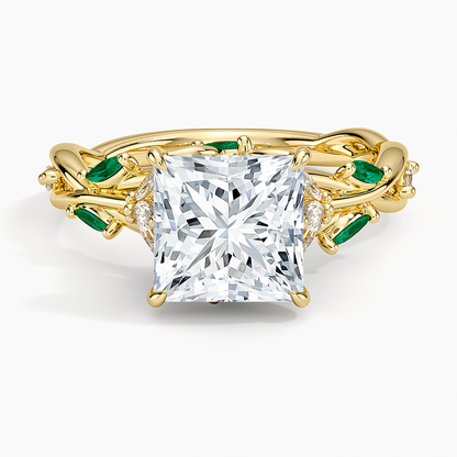 Secret Garden Lab Emerald and Diamond Ring (1/4 ct. tw.) - Princess Cut Center Stone