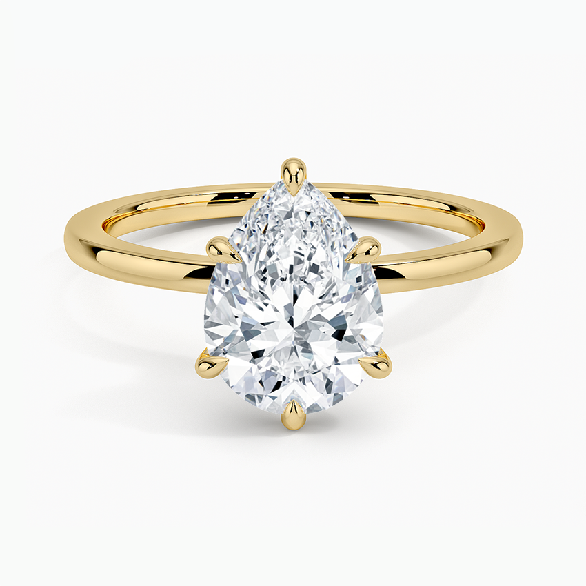Secret Halo Six-Prong Diamond Ring - Pear Center Stone