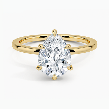 Secret Halo Six-Prong Diamond Ring - Pear Center Stone