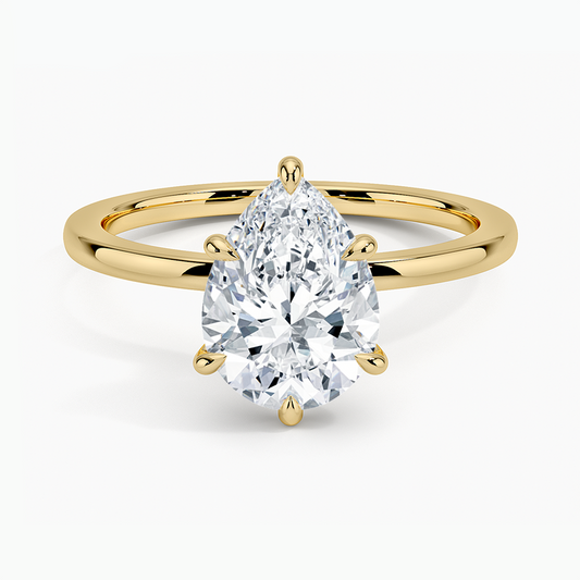 Secret Halo Six-Prong Diamond Ring - Pear Center Stone