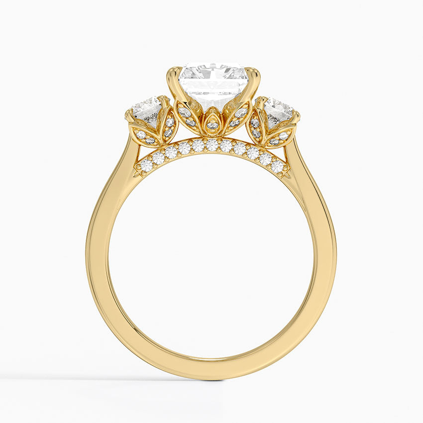Petal Three Stone Diamond Ring (2/3 ct. tw.) - Radiant Cut Center Stone