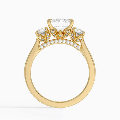 Petal Three Stone Diamond Ring (2/3 ct. tw.) - Radiant Cut Center Stone