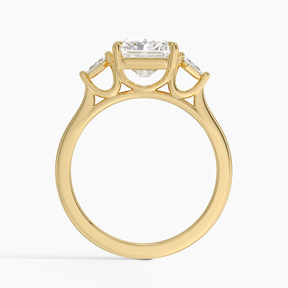 Petite Cometa Perfect Fit Three Stone Diamond Ring - Radiant Cut Center Stone