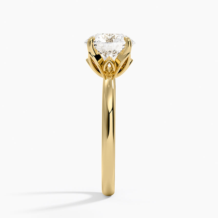Petal 2mm Solitaire Ring - Round Cut Center Stone