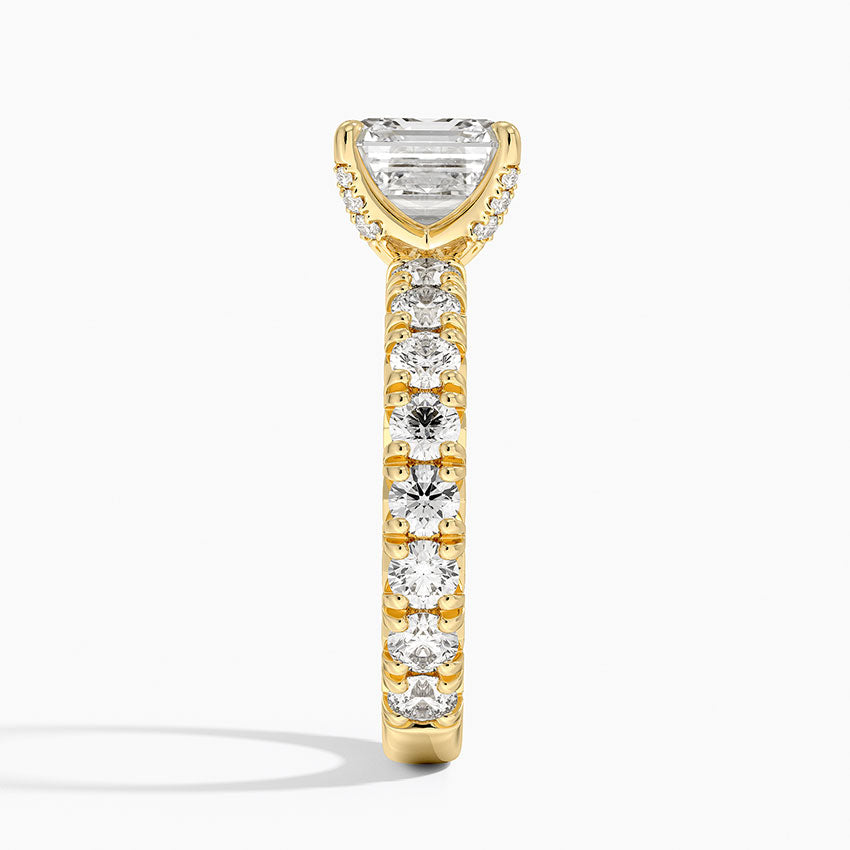Ellora Three-Quarter Coverage Diamond Ring - Asscher Cut Center Stone