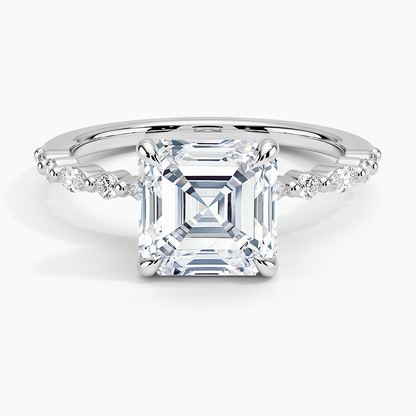 Delicate Versailles Diamond Ring - Asscher Cut Center Stone
