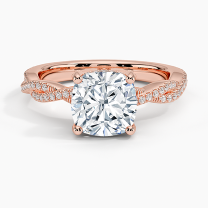 Adorned Luxe Petite Twisted Vine Diamond Ring - Cushion Cut Center Stone