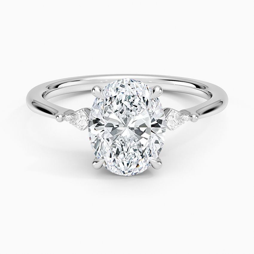 Petite Cometa Three Stone Diamond Ring - Oval Center Stone