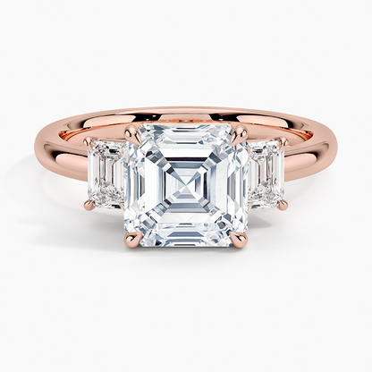 Rhiannon Emerald Cut Three Stone Diamond Ring (1/2 ct. tw.) - Asscher Cut Center Stone