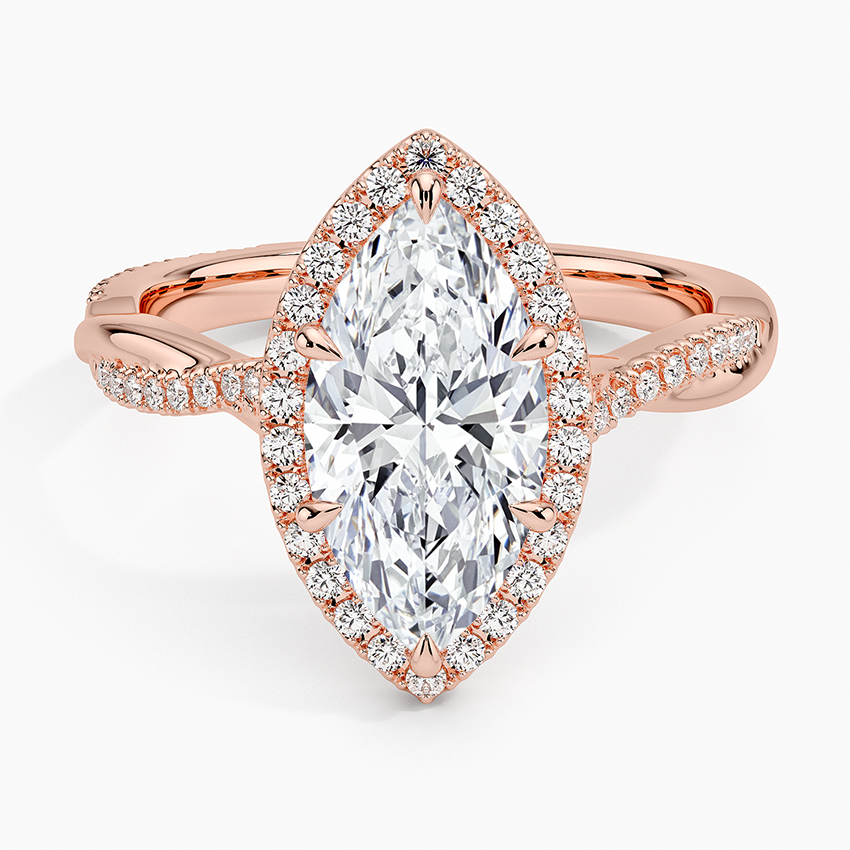 Petite Twisted Vine Halo Diamond Ring (1/4 ct. tw.) - Marquise Center Stone