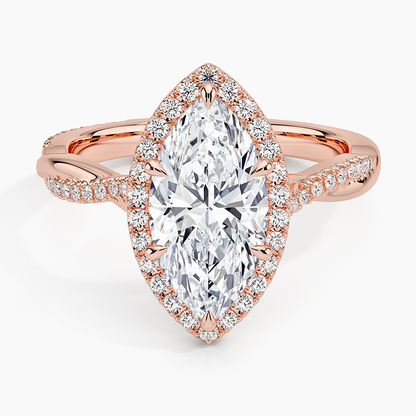 Petite Twisted Vine Halo Diamond Ring (1/4 ct. tw.) - Marquise Center Stone