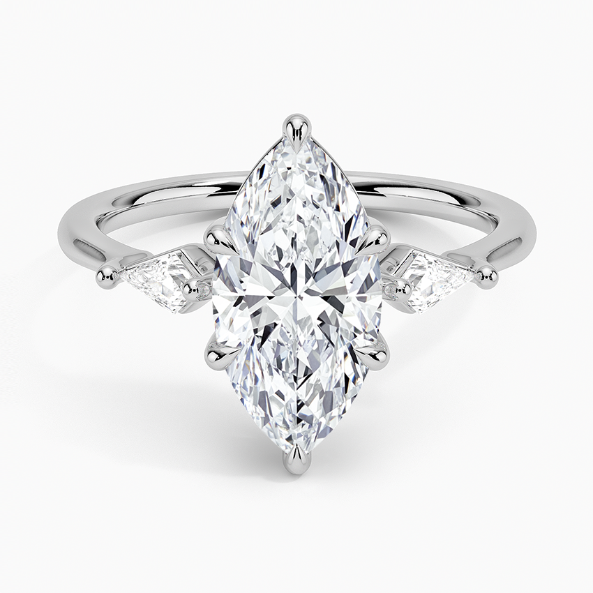 Cometa Three Stone Diamond Ring - Marquise Center Stone