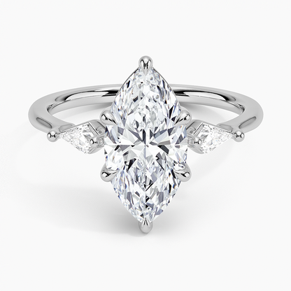 Cometa Three Stone Diamond Ring - Marquise Center Stone