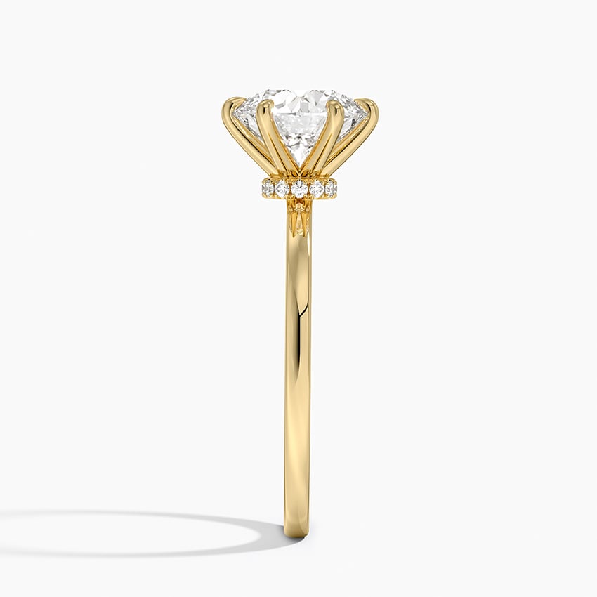 Secret Halo Six-Prong Diamond Ring - Round Center Stone