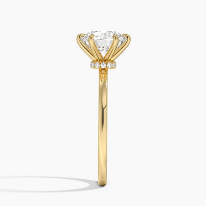 Secret Halo Six-Prong Diamond Ring - Round Center Stone