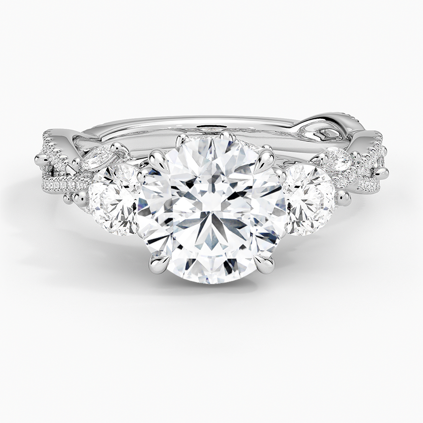 Luxe Secret Garden Three Stone Diamond Ring (1 ct. tw.) - Round Center Stone