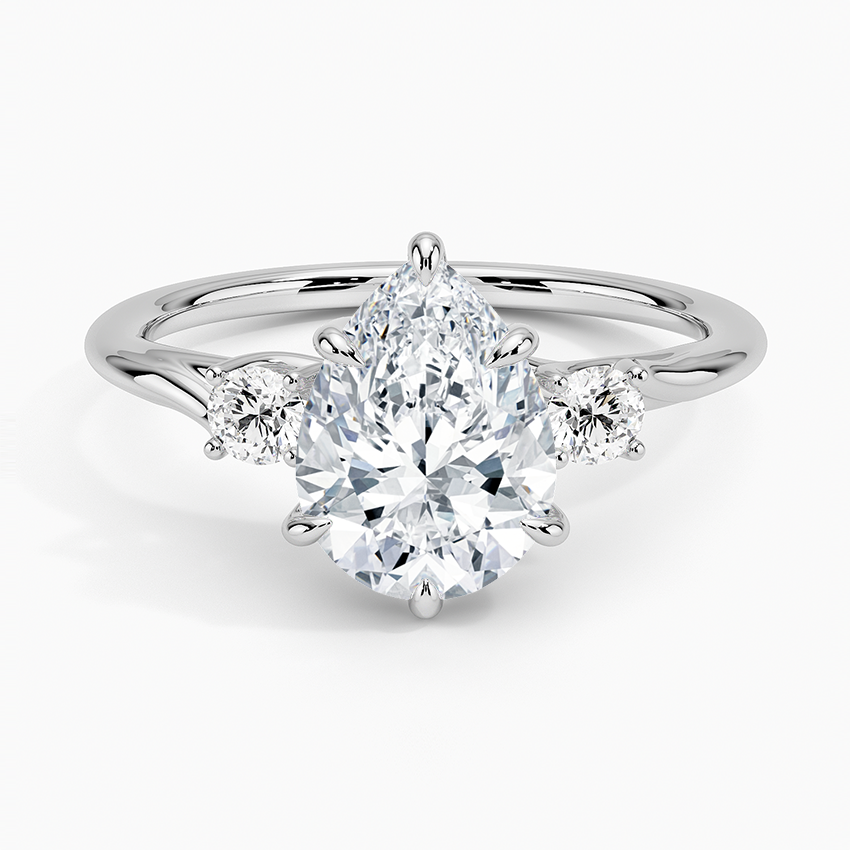 Delilah Three Stone Diamond Ring - Pear Center Stone