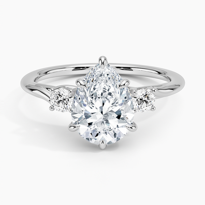 Delilah Three Stone Diamond Ring - Pear Center Stone