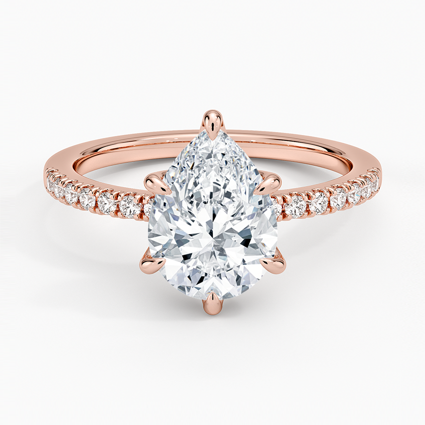 Bliss Six-Prong Diamond Ring (1/6 ct. tw.) - Pear Center Stone