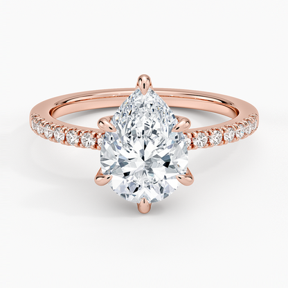 Bliss Six-Prong Diamond Ring (1/6 ct. tw.) - Pear Center Stone