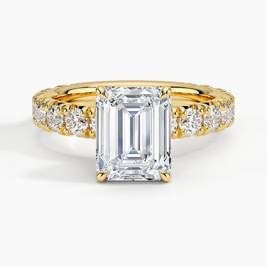 Ellora Three-Quarter Coverage Diamond Ring - Emerald Cut Center Stone