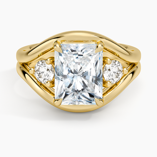Frame Three Stone Diamond Ring (1/3 ct. tw.) - Radiant Cut Center Stone