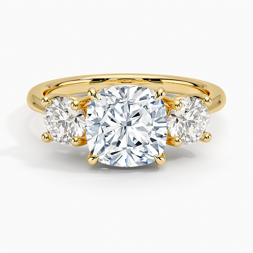 Luxe Selene Three Stone Diamond Ring (2/3 ct. tw.) - Cushion Cut Center Stone
