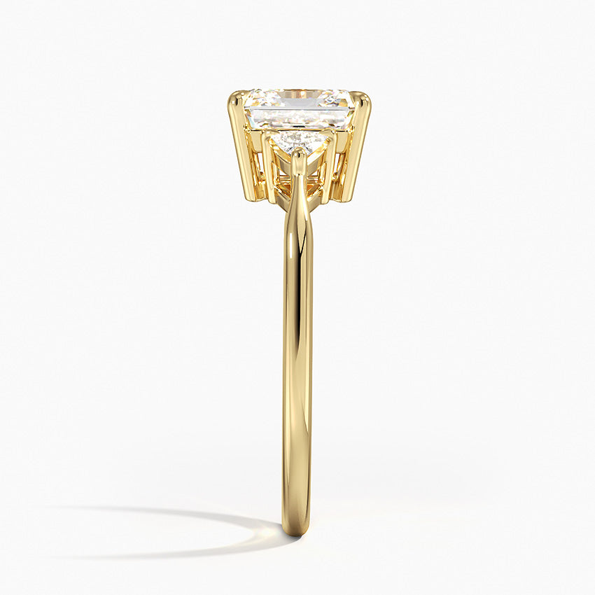 Trillion Cut Three Stone Diamond Ring - Asscher Cut Center Stone