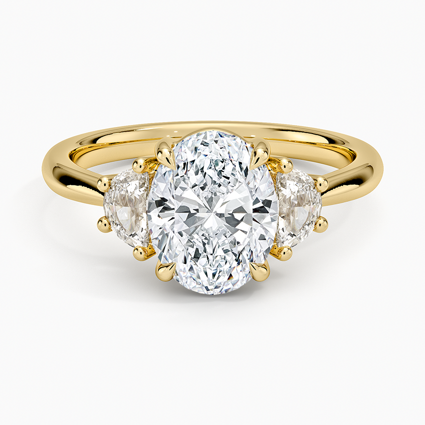 Half Moon Three Stone Diamond Ring (1/4 ct. tw.) - Oval Center Stone