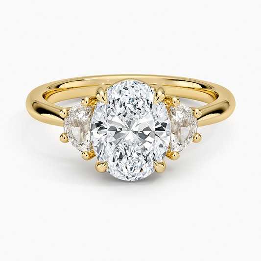 Half Moon Three Stone Diamond Ring (1/4 ct. tw.) - Oval Center Stone