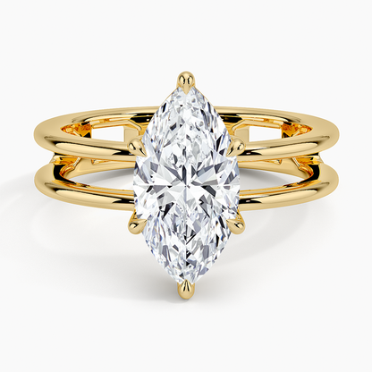 Aimee Open Double Band Solitaire Ring - Marquise Center Stone