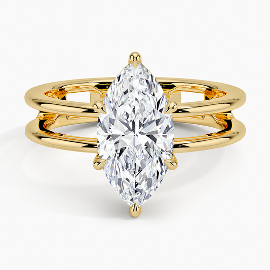 Aimee Open Double Band Solitaire Ring - Marquise Center Stone
