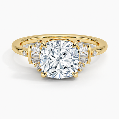 Daphne Art Deco Ring (1/8 ct. tw.) - Cushion Cut Center Stone