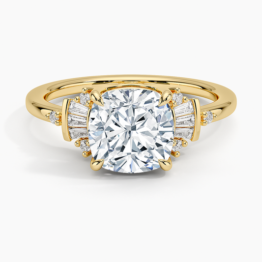 Daphne Art Deco Ring (1/8 ct. tw.) - Cushion Cut Center Stone